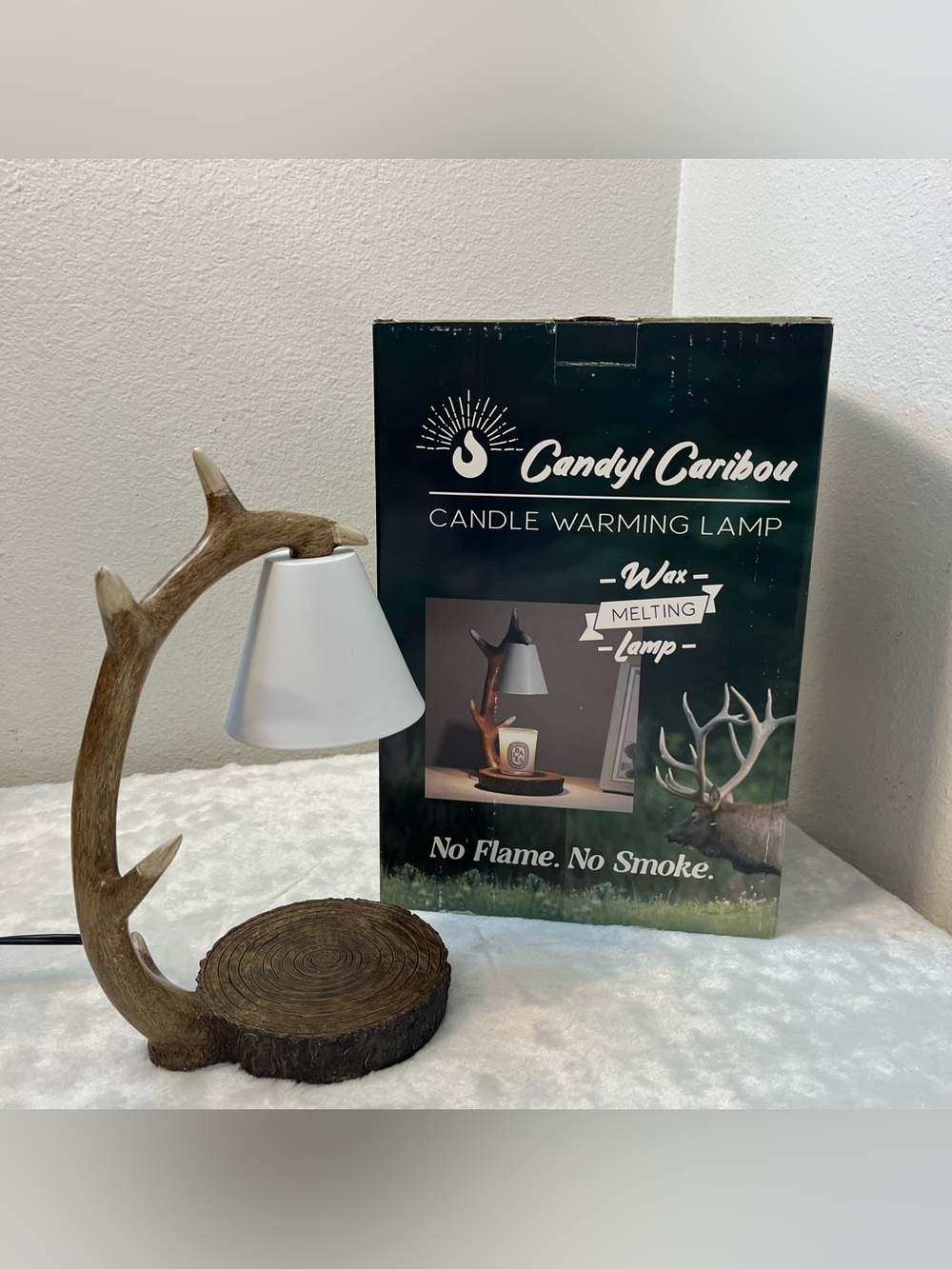 Candle Warmer Lamp Caribou Antler NEW Cabin Man Cave Hunting